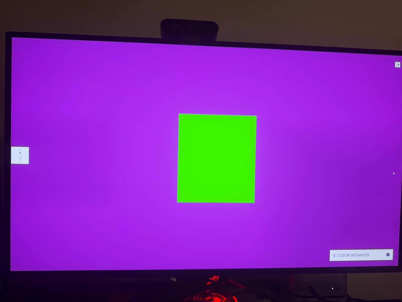 ASUS PG32UCDMR displaying the EIZO color-distance test