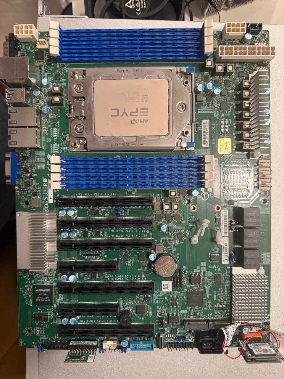 Supermicro H12SSL-CT motherboard with AMD EPYC 7413 and TPM module installed