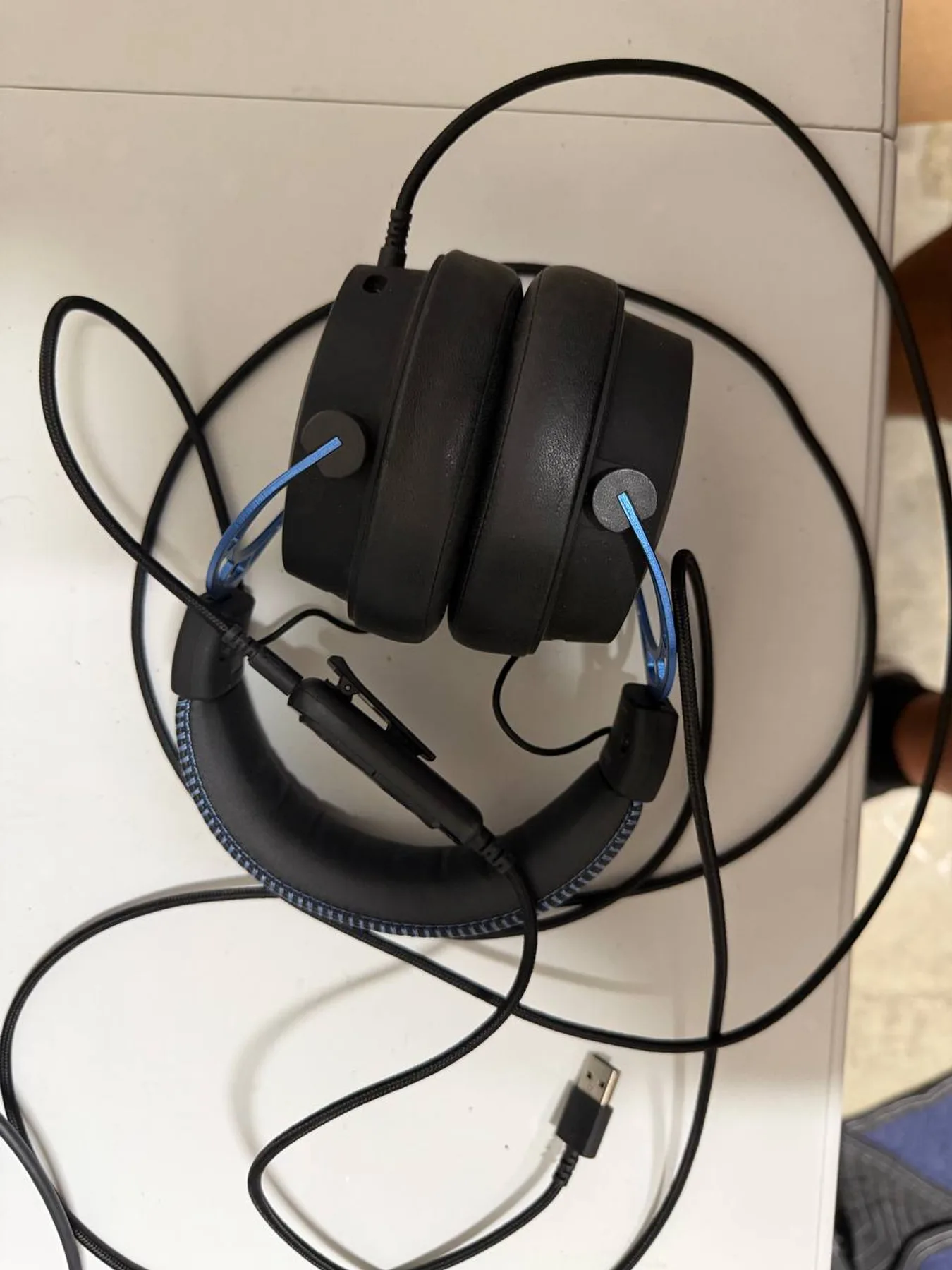 HyperX Cloud Alpha S headset folded with cables
