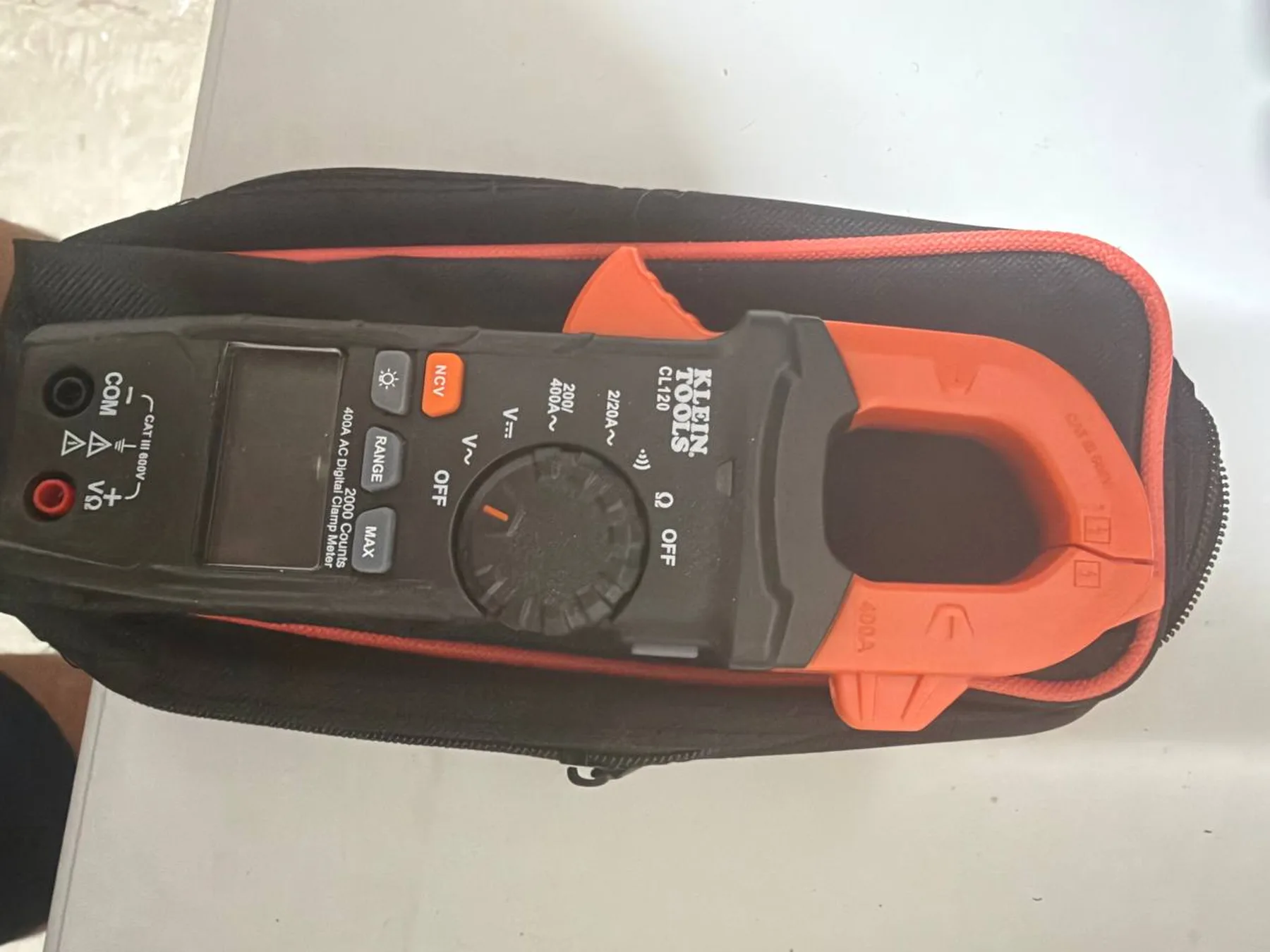 Klein Tools CL120 digital clamp meter in case