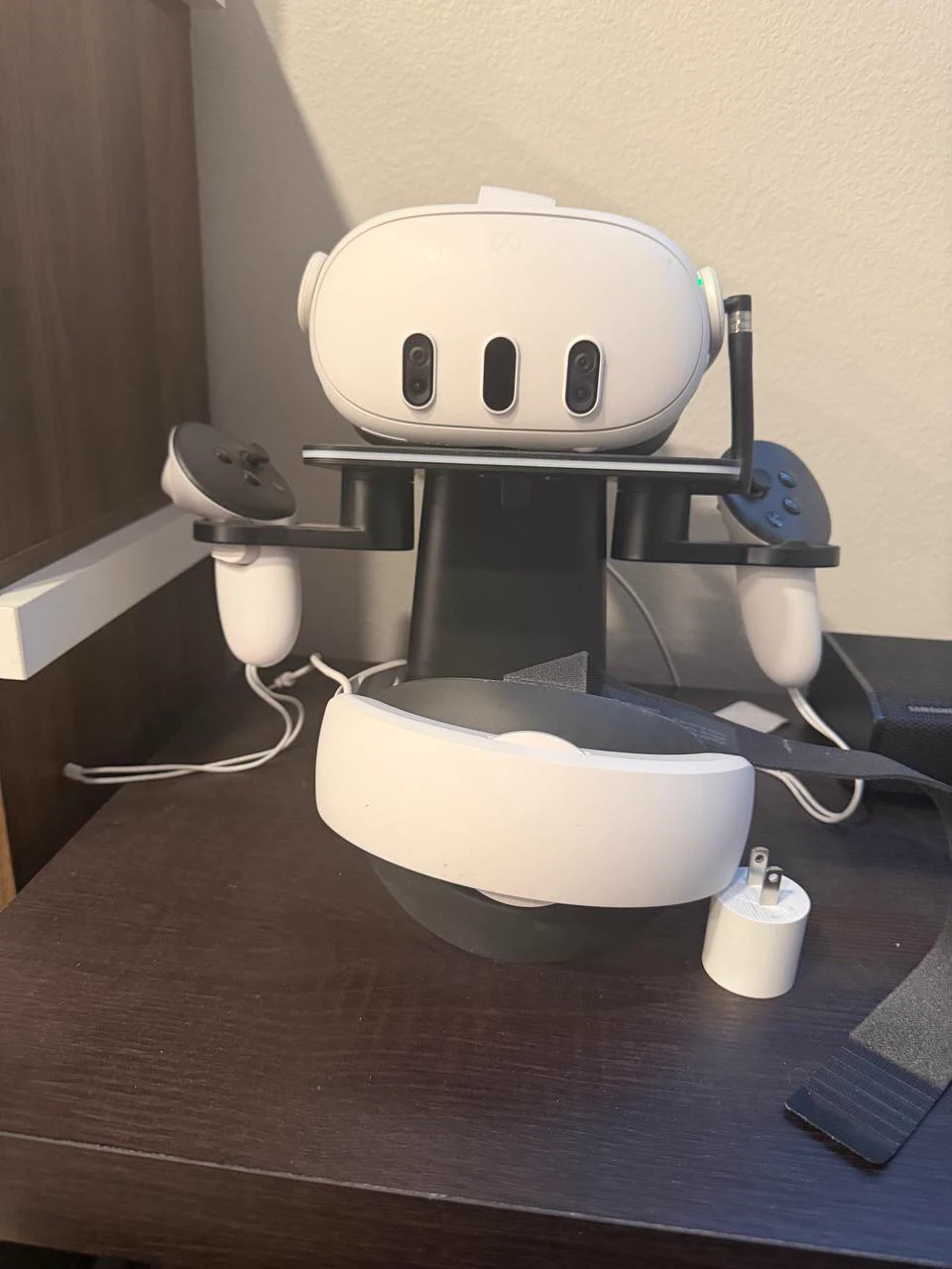 Meta Quest 3 headset bundle with controllers, battery strap, and KIWI charging dock