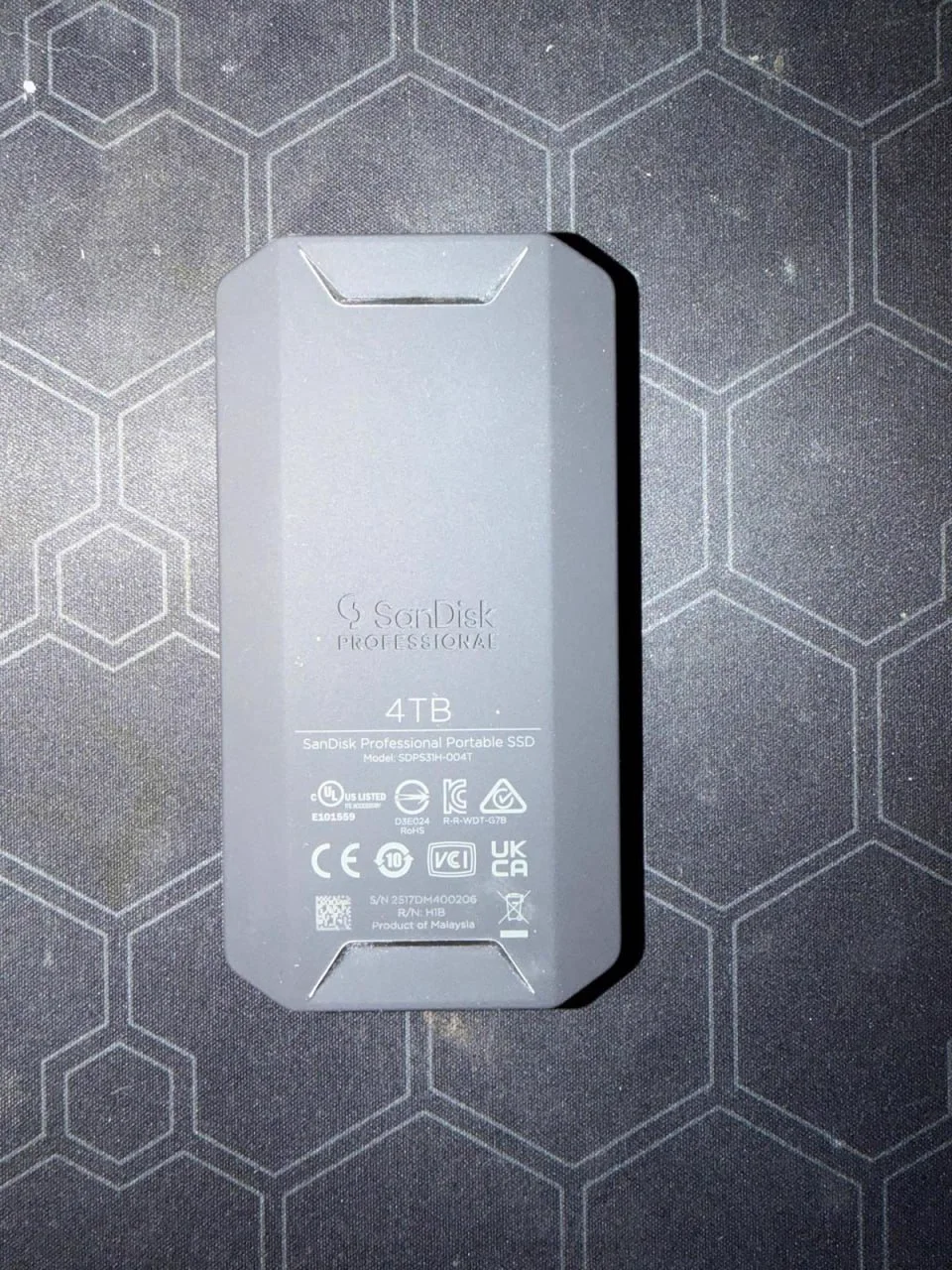 SanDisk Professional 4TB model and serial label