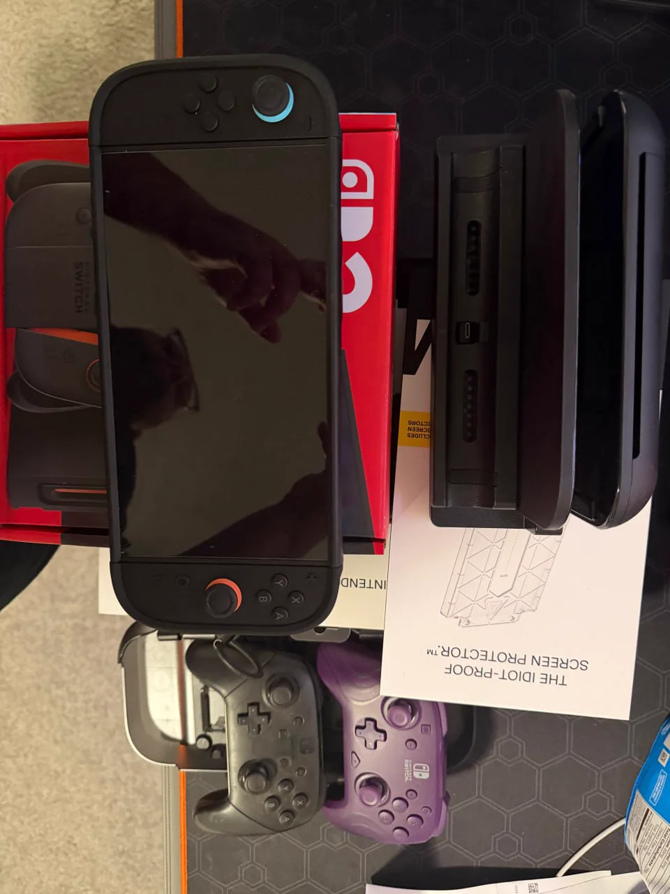 Nintendo Switch 2 console, dock, cases, controllers, and box