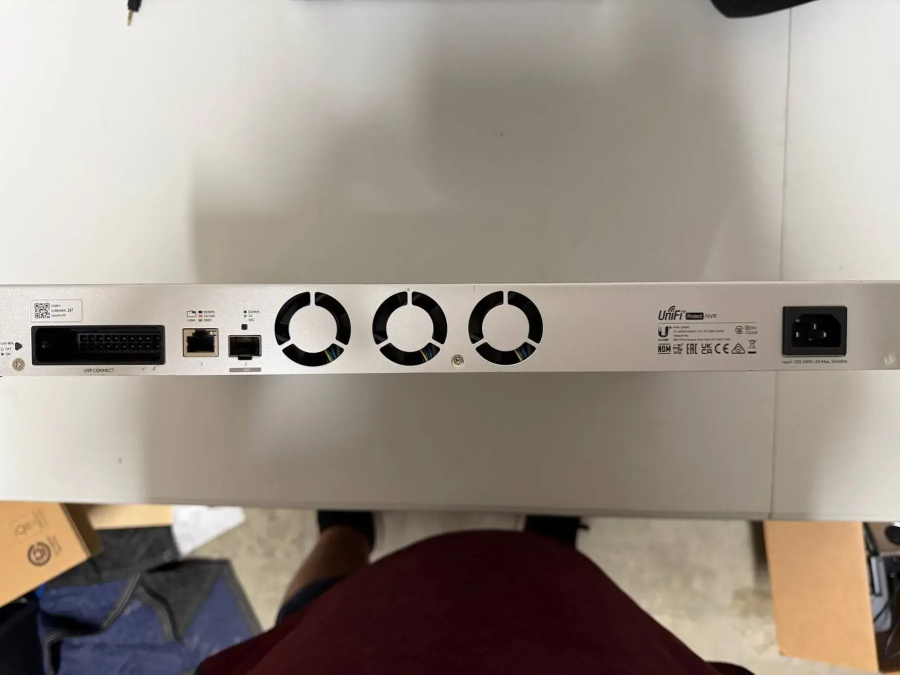 Rear ports of UniFi Protect UNVR