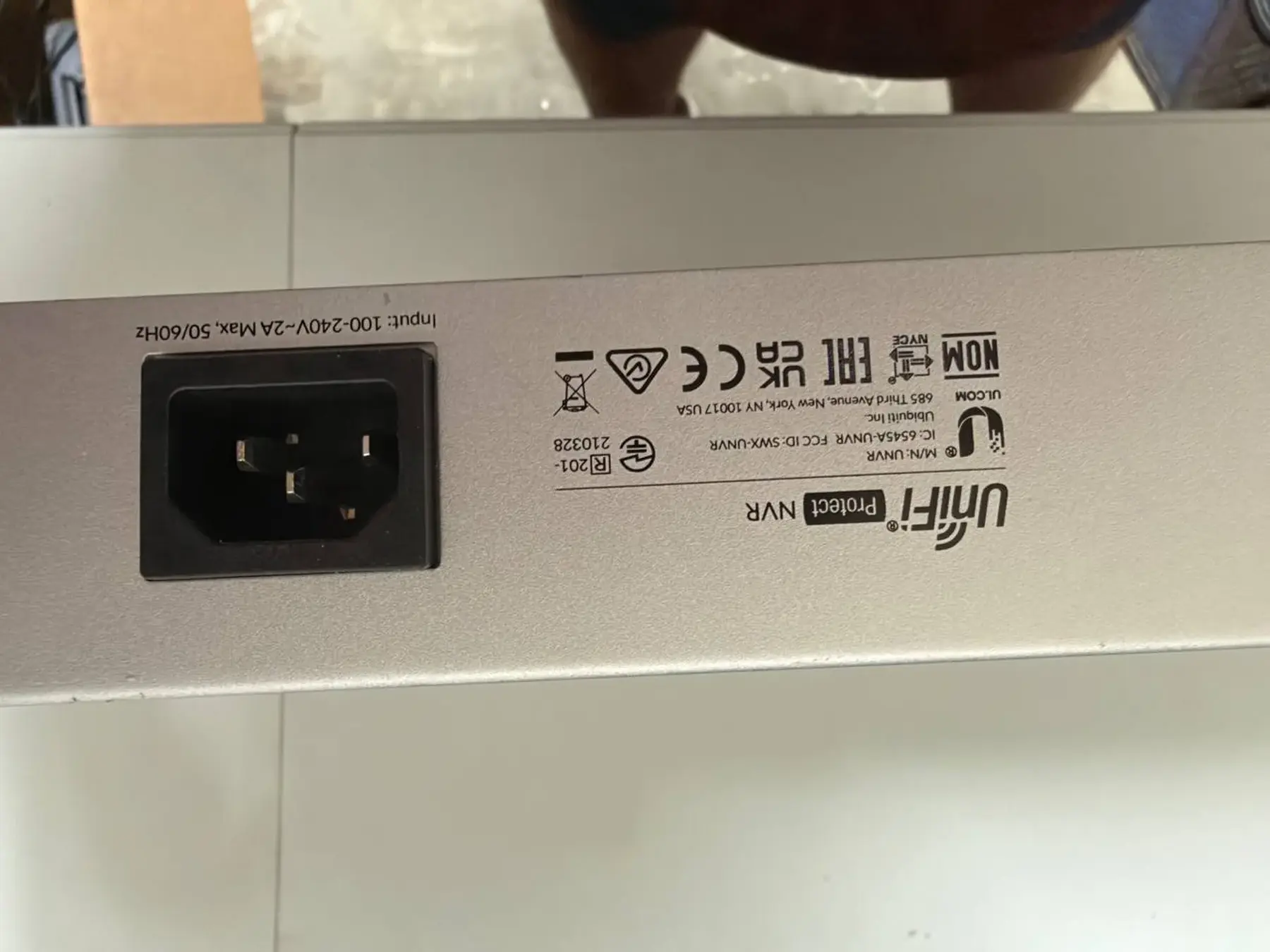 UniFi Protect UNVR model label