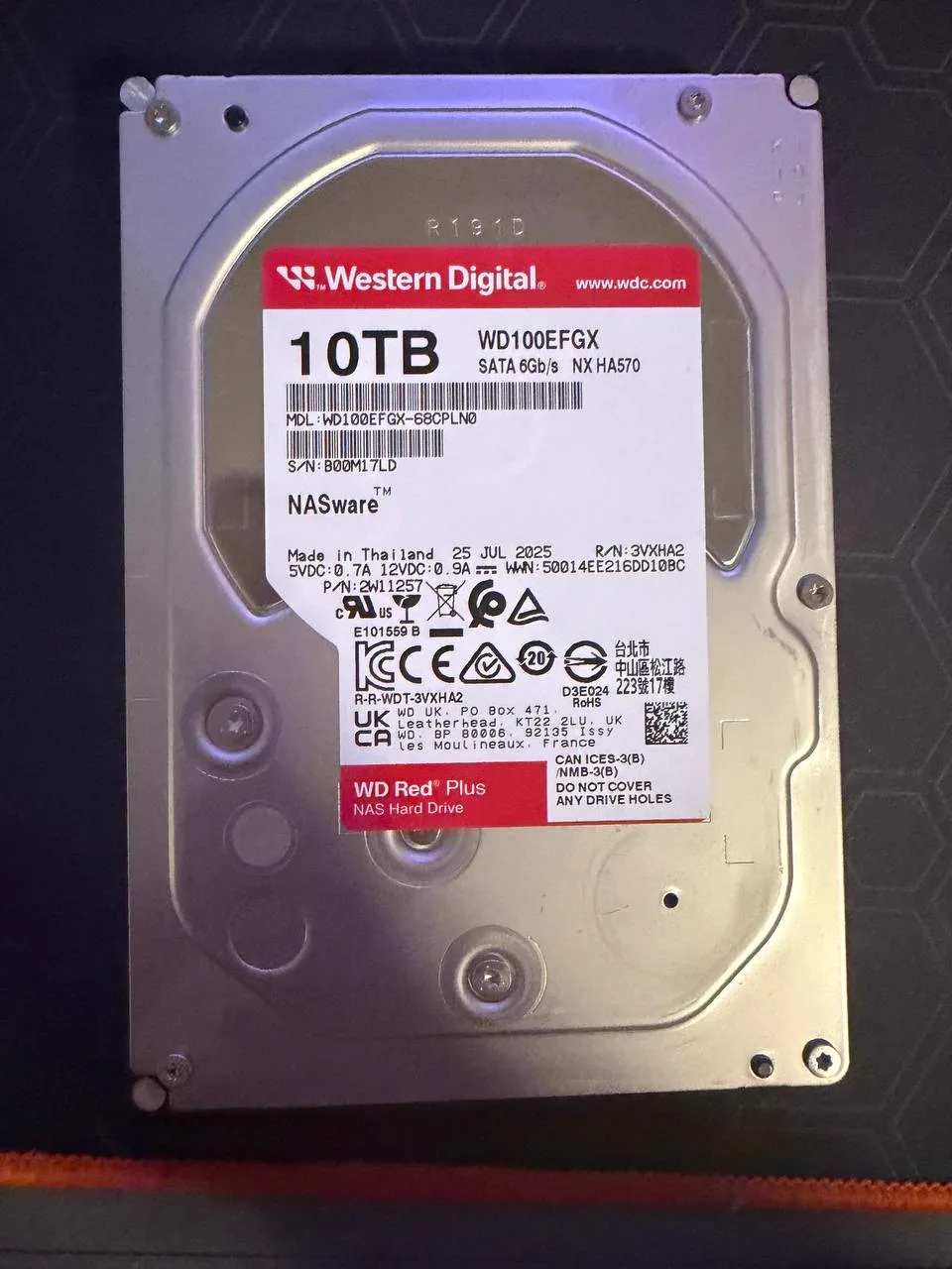 WD Red Plus 10TB hard drive serial WD-B00M17LD
